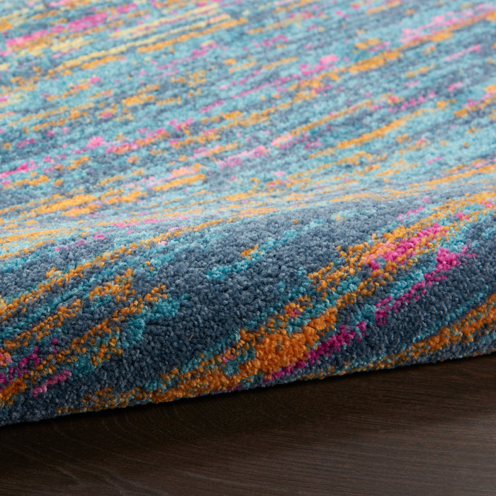 Nourison Passion 4' Round Blue Multicolor   Area Rug