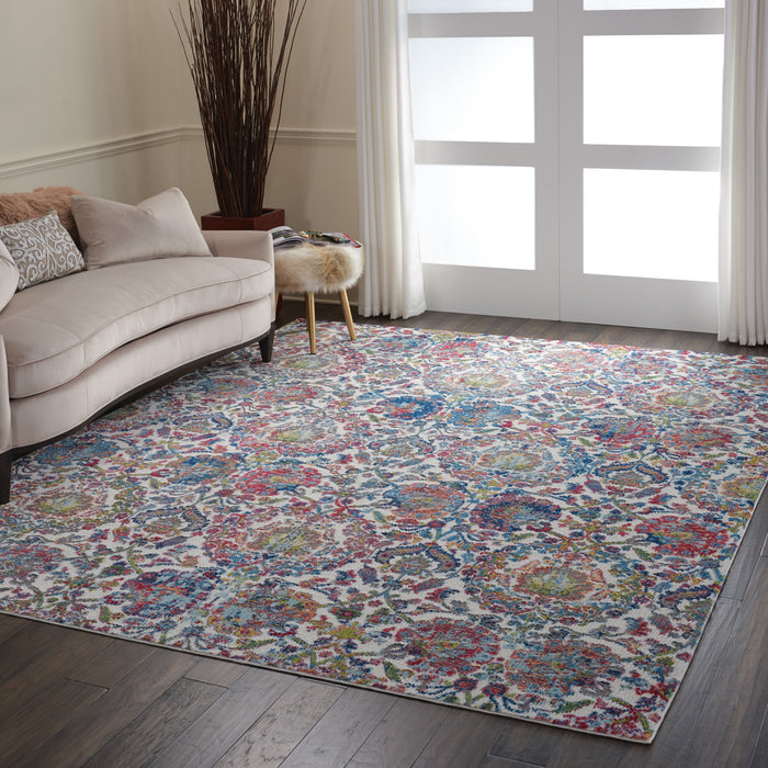 Nourison Ankara Global ANR06 Blue and Ivory 8'x10' Large Low-pile Rug