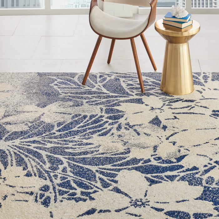 Nourison Tranquil TRA08 Navy Blue and Grey 8'x10' Large  Rug