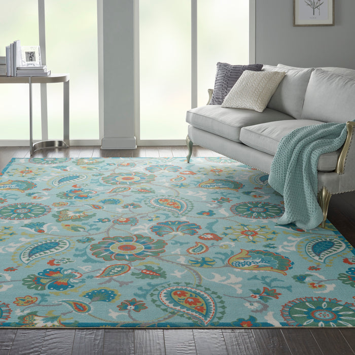 Waverly Sun N Shade SND73 Blue Multicolor 10'x13' Oversized Indoor-outdoor Rug