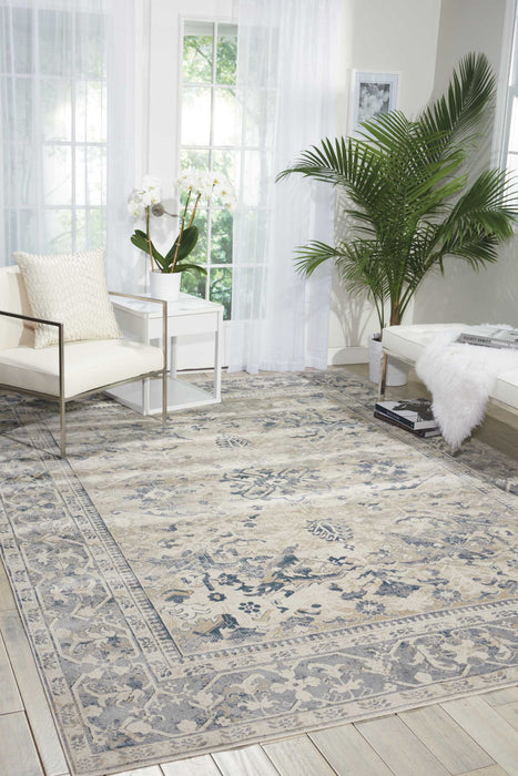 kathy ireland Home Malta MAI05 Blue and Ivory 4'x6' Area Rug