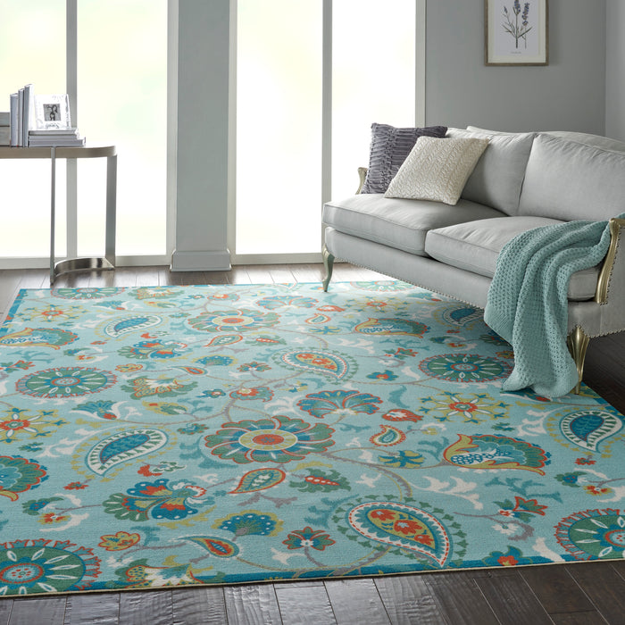 Waverly Sun N Shade SND73 Blue Multicolor 10'x13' Oversized Indoor-outdoor Rug