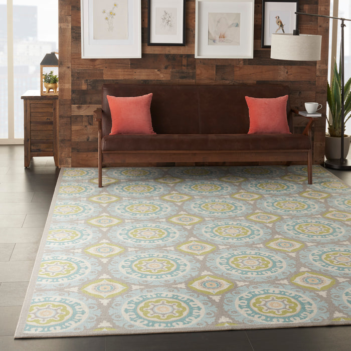 Waverly Sun N Shade SND16 Green 10'x14'   Rug