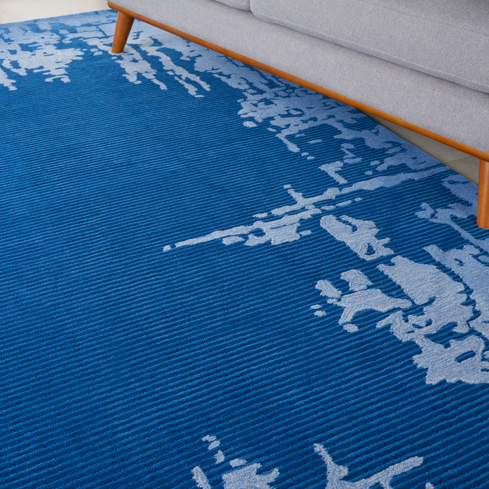 Nourison Symmetry SMM02 Navy Blue 9'x12' Oversized Textured Rug