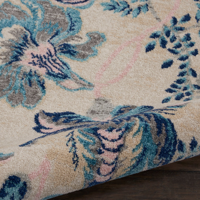 Nourison Tranquil TRA02 Blue and White 5' Round French Country Area Rug