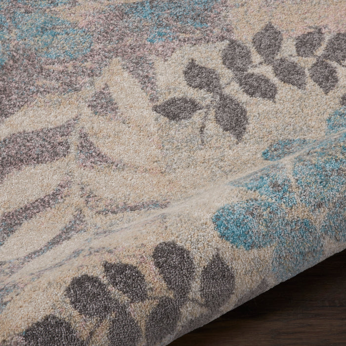 Nourison Tranquil 7' Runner White and Blue Farmhouse Hallway Rug