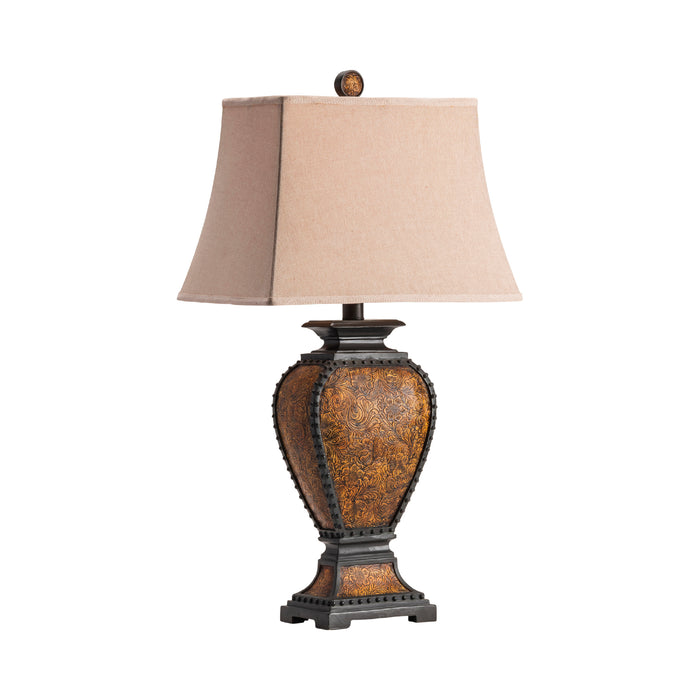 Tooled Leather Table Lamp