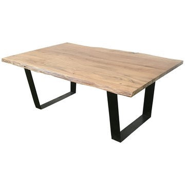 Bengal Manor Iron And Live Edge Natural Acacia Wood Rectangle Cocktail Table