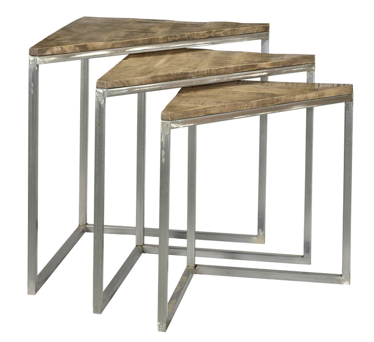 Bengal Manor Mango Wood Scraped Iron Set Of 3 Corner Nested Tables In Parkview  Grey Finish