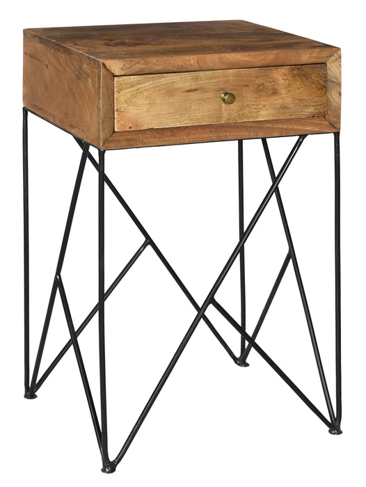 Bengal Manor Light Acacia Wood And Metal 1 Drawer Accent Table