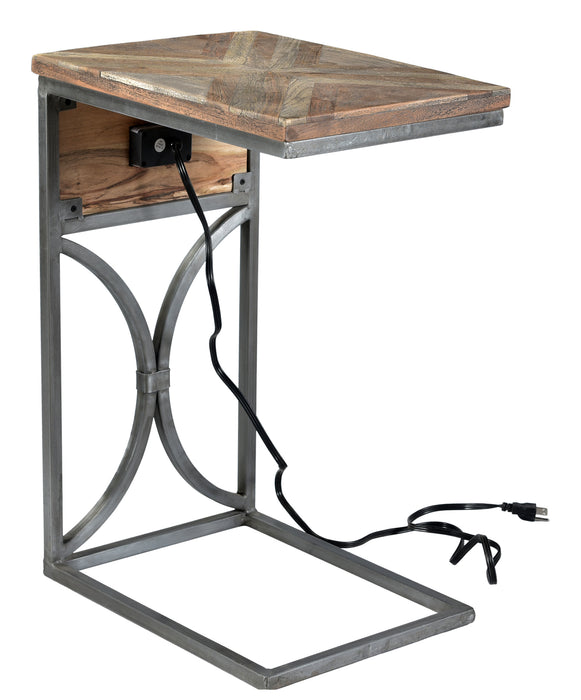 Bengal Manor Acacia Wood And Metal C Side Table With Usb Power