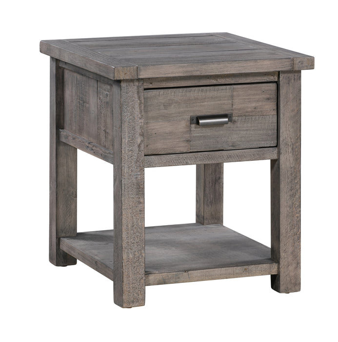 Pembroke Plantation Recycled Pine Distressed Grey 1 Drawer Rectangle End Table