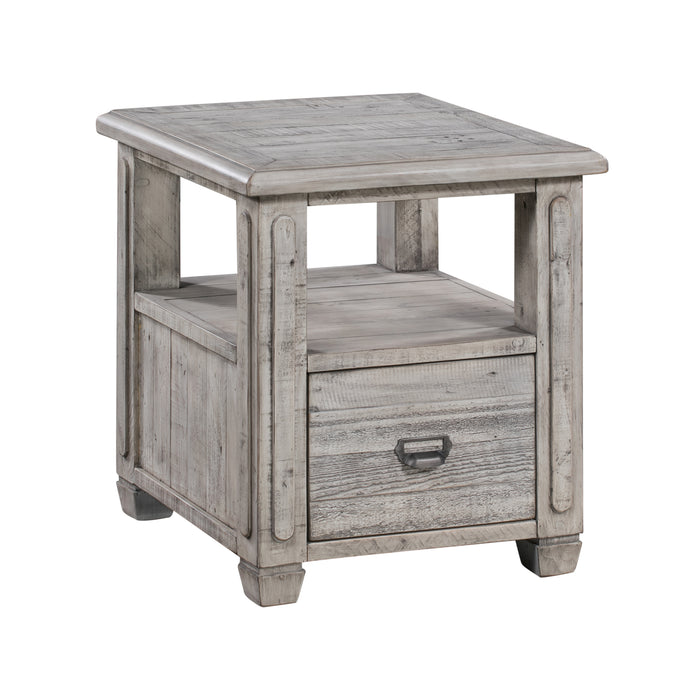 Pembroke Plantation Recycled Pine White Wash 1 Drawer Rectangle End Table