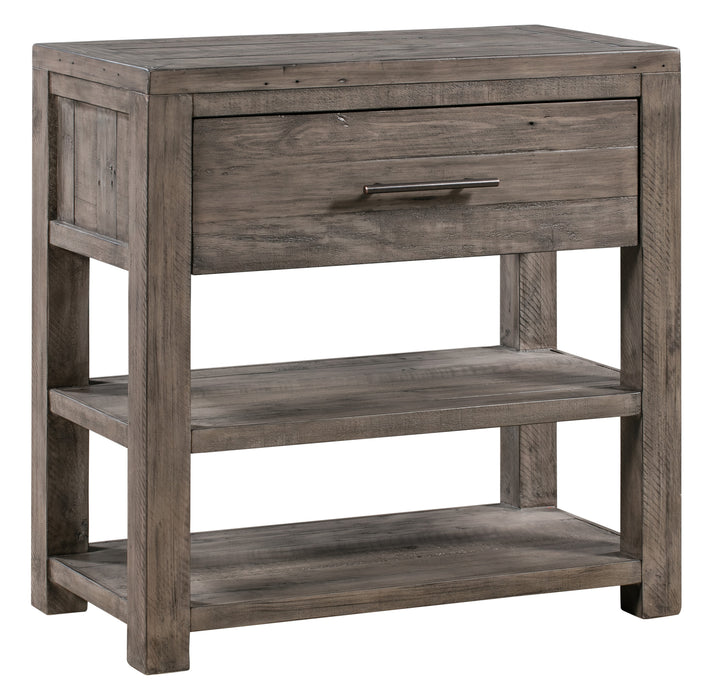 Pembroke Plantation Recycled Pine Distressed Grey 1 Drawer 2 Shelf Accent Chest