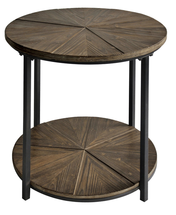 Jackson Round Metal And Rustic Wood End Table
