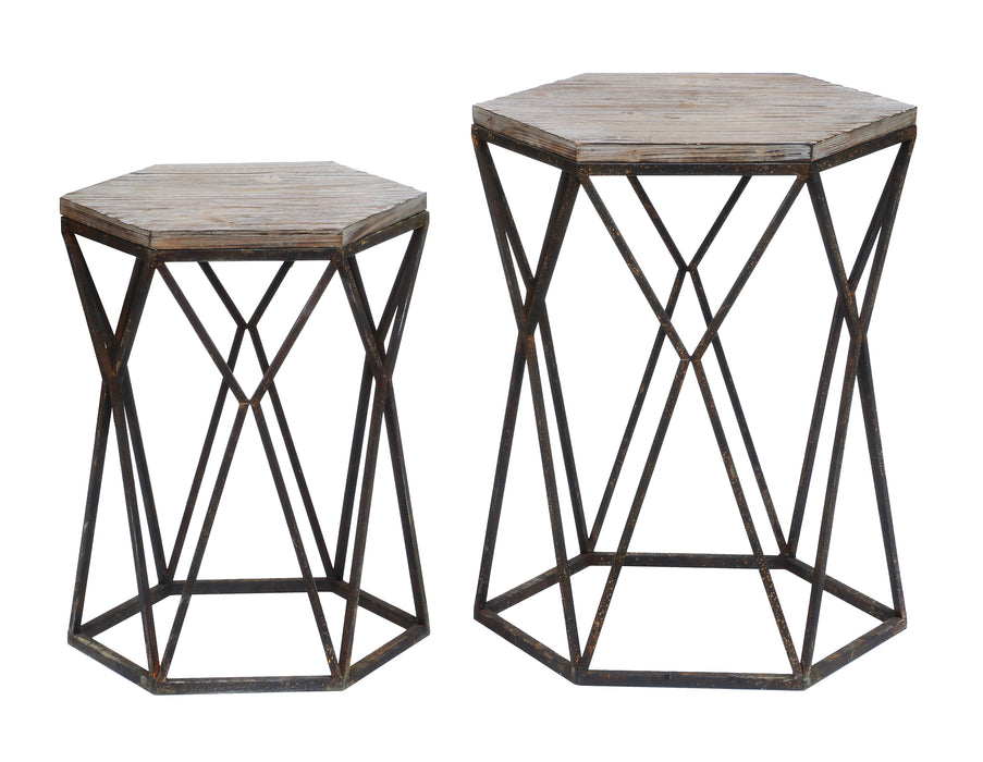 Buena Vista Rustic Metal And Wood Set Of Tables