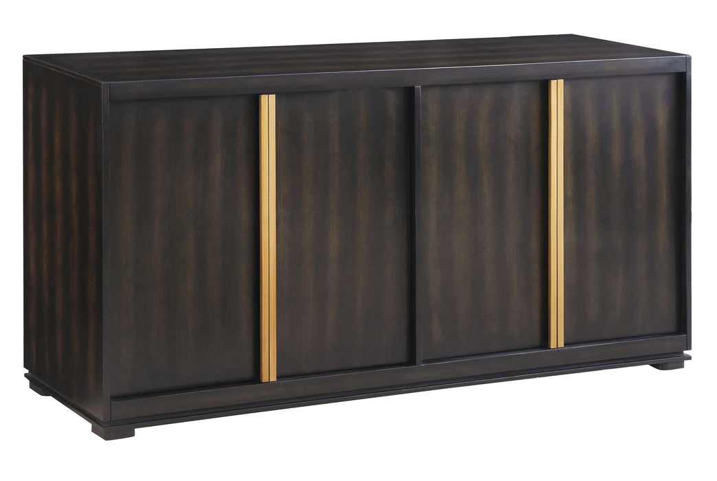 Empire 4 Door Sideboard With Burnished Brass Hardware In Rich Jacobean Finish