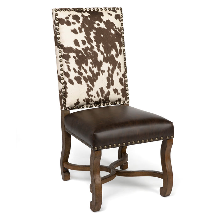 Mesquite Ranch Leather And Faux Cowhide Side Chair