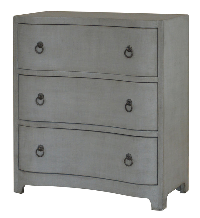 Brookstone 3 Curved Drawer Brushed Grey Linen Finish Chest
