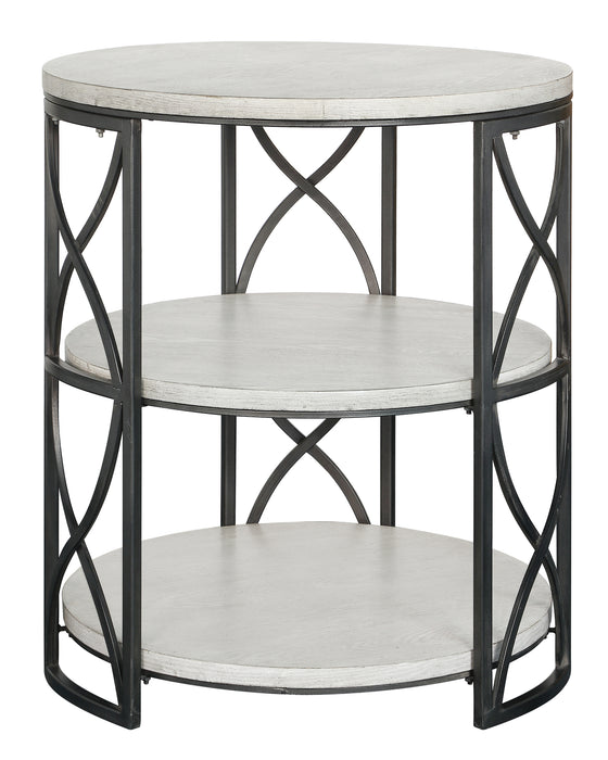 Springfield Grey Metal And White Wood Tiered Accent Table