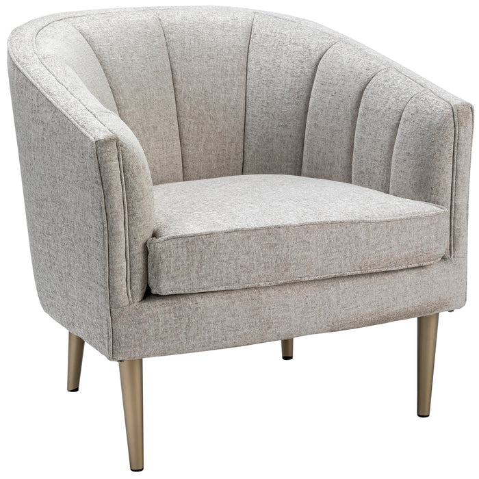 Sutton Metallic Leg And Champagne Linen Upholstered Channel Back Chair