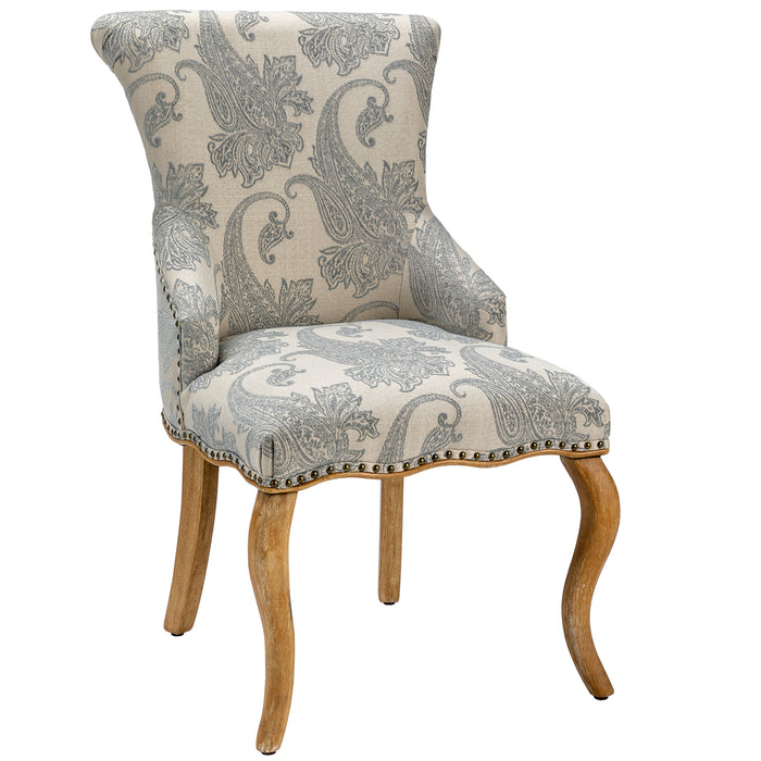 Danielle Paisley Upholstered Accent Chair With Distressed Wood Legs
