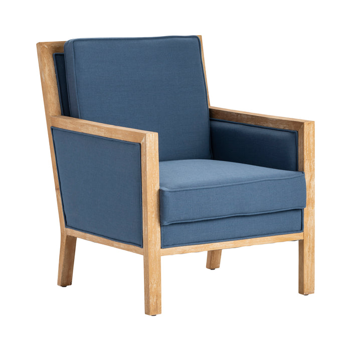 Largo Upholstered Indigo Light Oak Wood Arm Chair