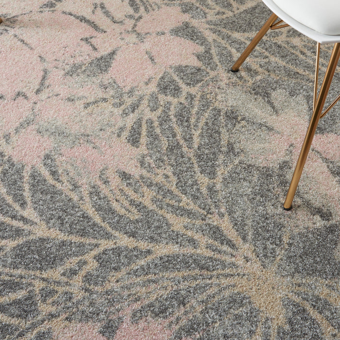 Nourison Tranquil TRA08 Pink and Grey 6'x9' Ombre Floral Area Rug