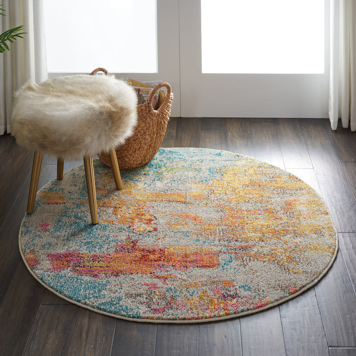 Nourison Celestial CES02 Multicolor 4' Round Abstract Area Rug