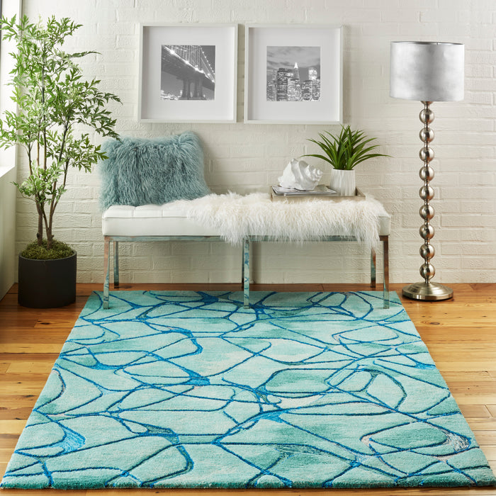 Nourison Symmetry SMM05 Aqua 5'x8' Area Rug