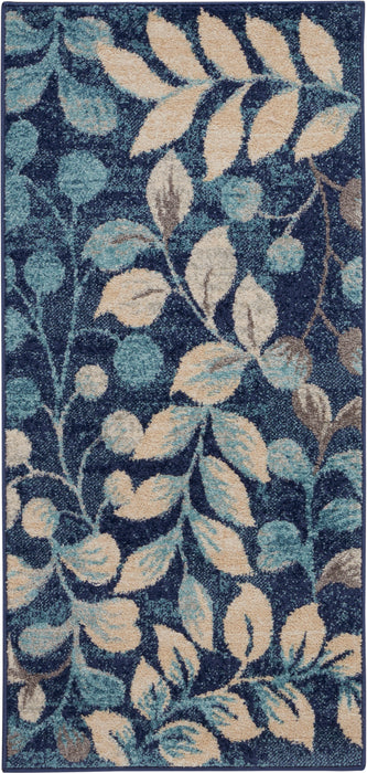 Nourison Tranquil 2'x4' Navy Blue Botanical Small Rug