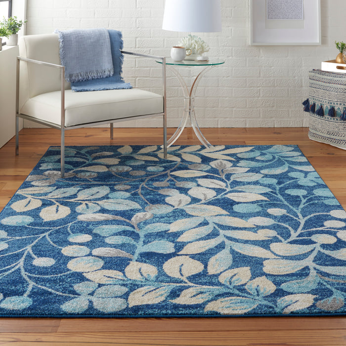 Nourison Tranquil TRA03 Navy Blue 6'x9' Botanical Area Rug