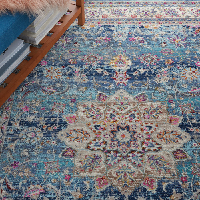 Nourison Vintage Kashan VKA01 Blue Multicolor 5'x8' Oushak Area Rug
