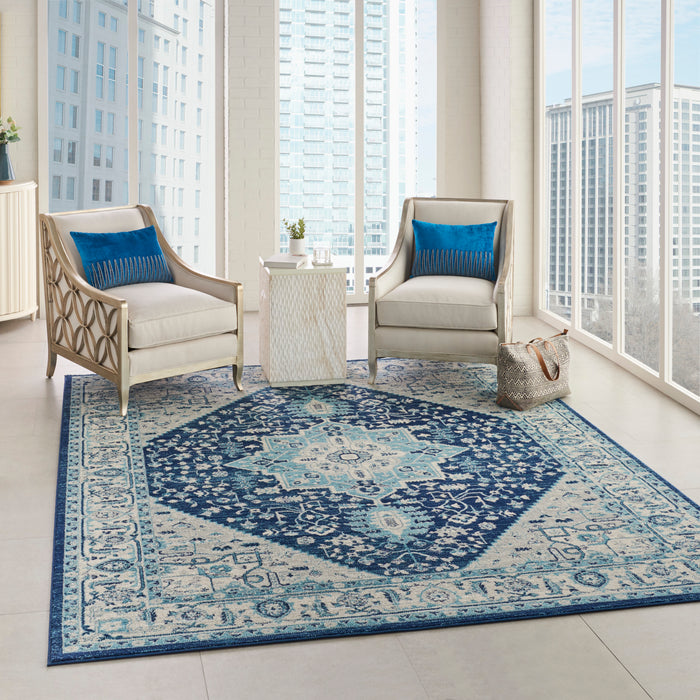 Nourison Tranquil TRA06 Blue and White 9'x12' Oversized  Rug