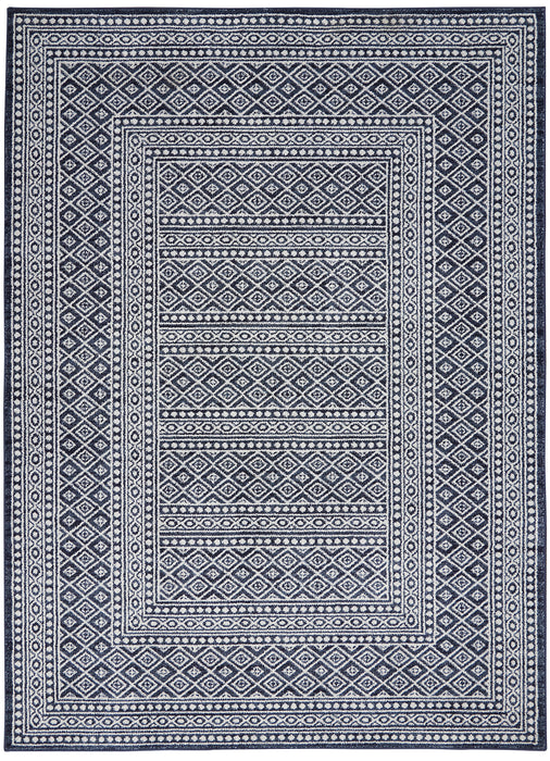 Nourison Palermo 3' x 5' Navy and Grey Distressed Bohemian Area Rug
