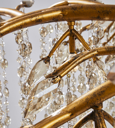 Champagne Crystal Chandelier with Gold Branches SMALL