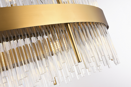 Gold Rod and Glass Chandelier