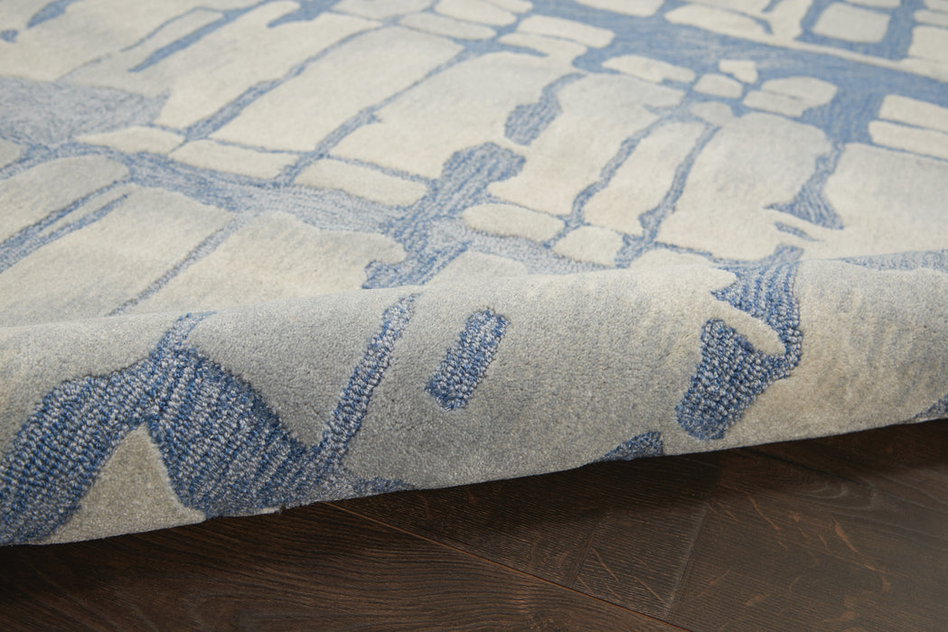 Nourison Symmetry SMM04 Blue and Grey 4'x6' Area Rug