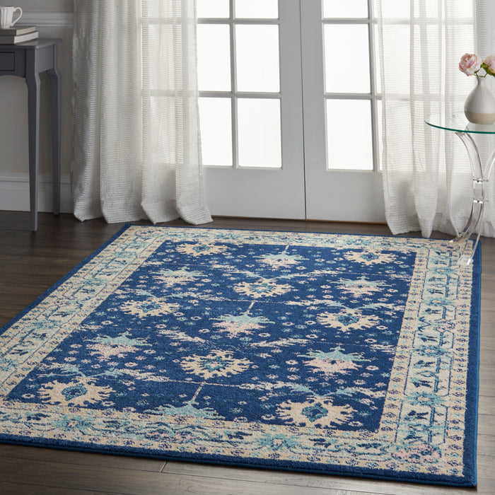 Nourison Tranquil TRA10 Navy Blue 5'x7' Bordered Oriental Area Rug