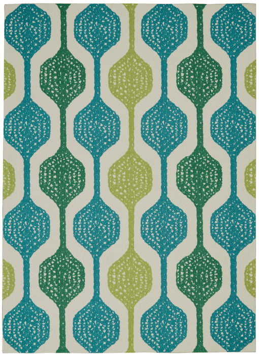 Nourison Sun N Shade SND70 Blue and Green 5'x8' Contemporary Area Rug