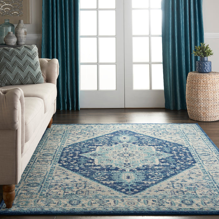 Nourison Tranquil TRA06 Blue and White 5'x7' Persian Area Rug