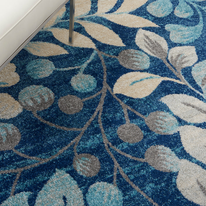 Nourison Tranquil TRA03 Navy Blue 6'x9' Botanical Area Rug