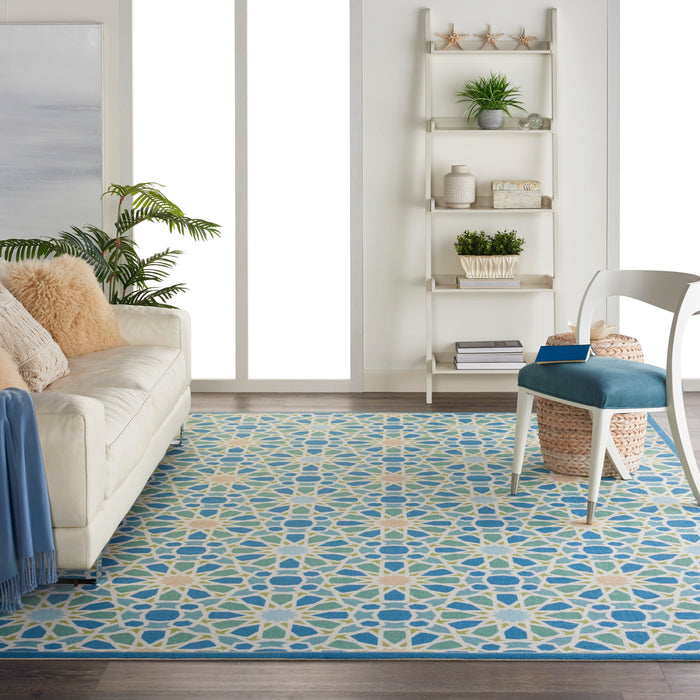 Waverly Sun N Shade SND29 Blue 10'x14'   Rug