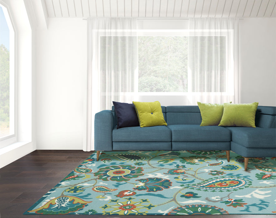 Waverly Sun N Shade SND73 Blue Multicolor 5'x8' Beach Area Rug