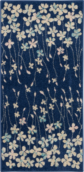 Nourison Tranquil 2'x4' Navy Blue Floral Small Rug