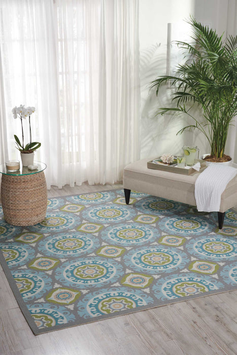 Waverly Sun N Shade SND16 Green 9' Square   Rug