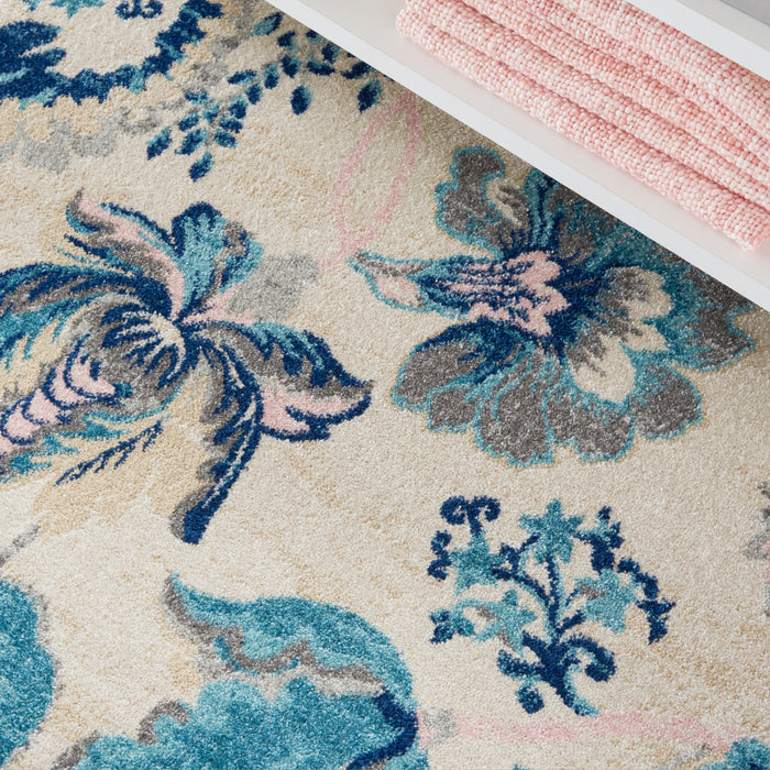 Nourison Tranquil TRA02 Blue and White 6'x9' French Country Area Rug