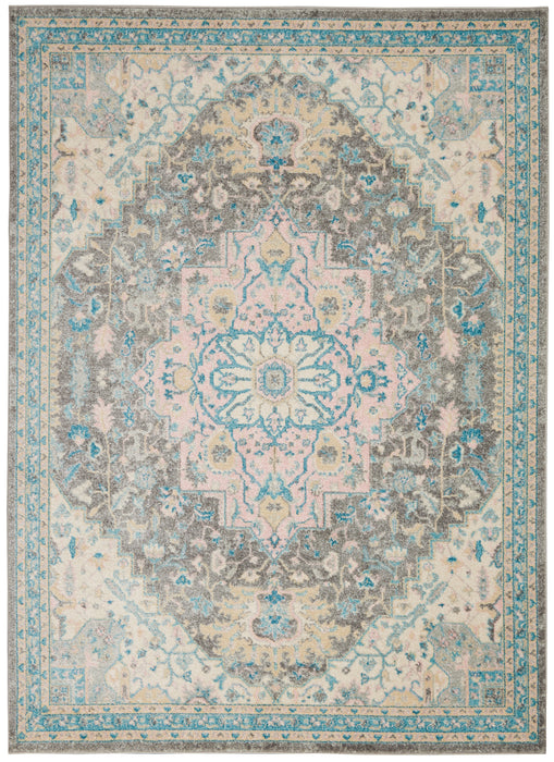 Nourison Tranquil TRA07 Pink and Grey 4'x6' Oushak Area Rug