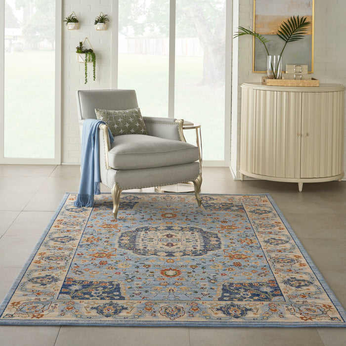 Nourison Majestic 6'x8' Light Blue Multicolor Persian Area Rug