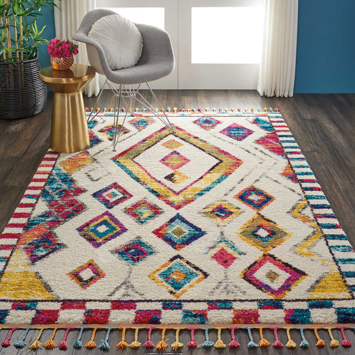 Nourison Nomad NMD02 White Multicolor 7'x10' Large Rug